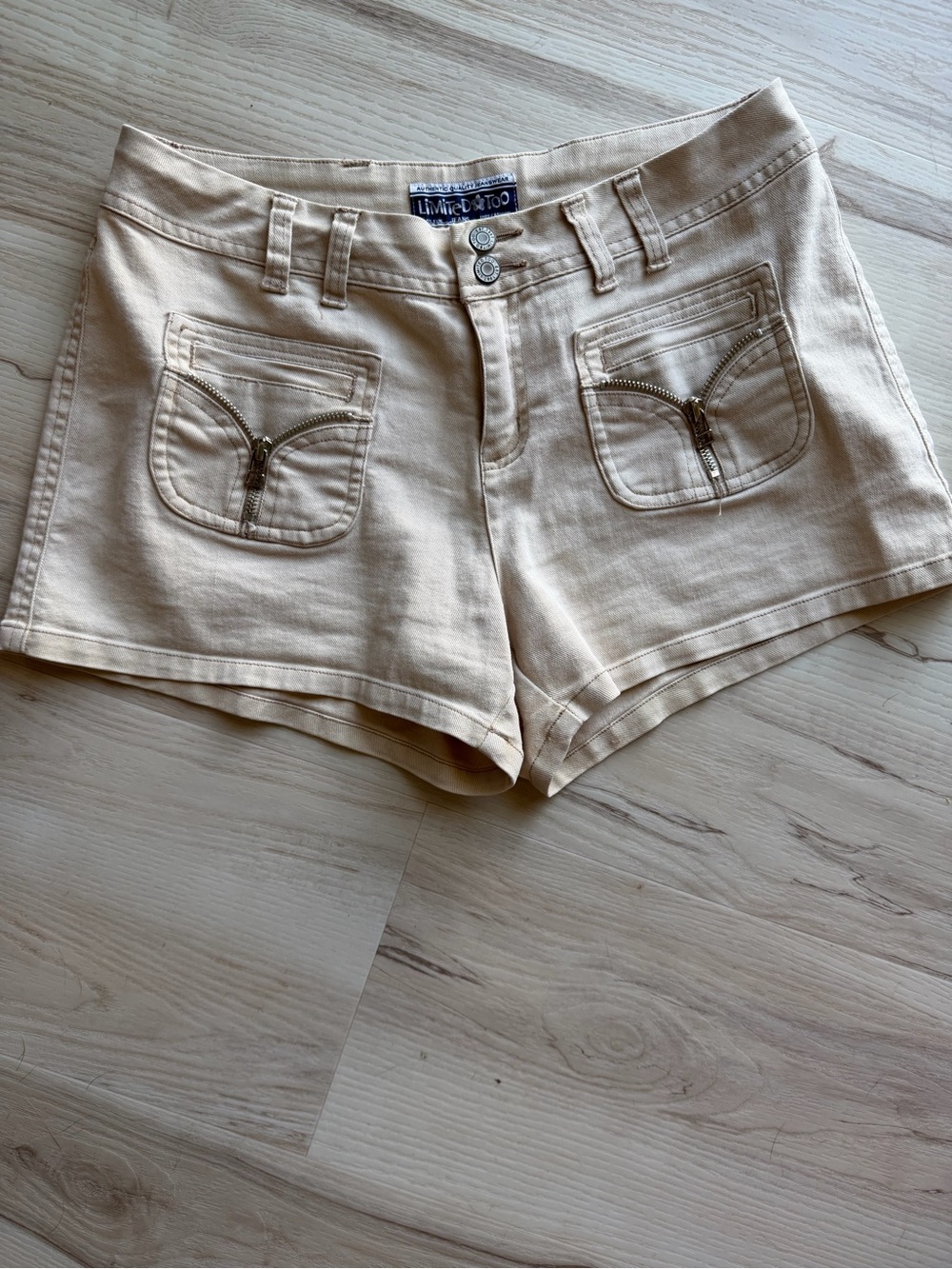 Limited Too Cream Denim Zip-Pocket Shorts-0149